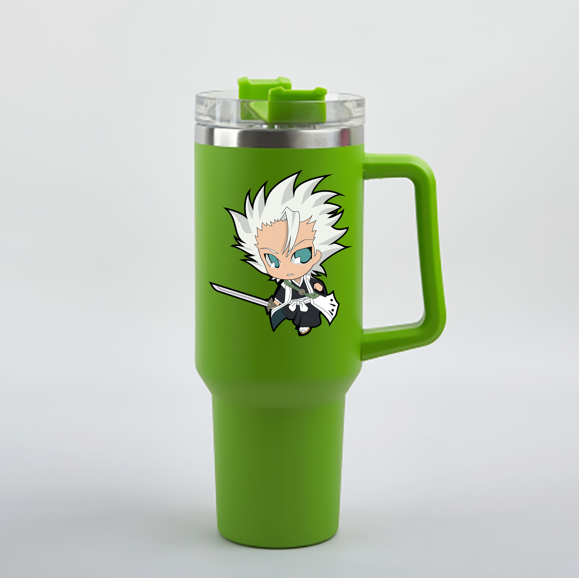 （画像用） ブリーチ 日番谷冬獅郎（ひつがや とうしろう） BLEACH Hitsugaya Toushirou 1200mL車用タンブラー - クリスタルステッカー（プラスチックストロー付き）